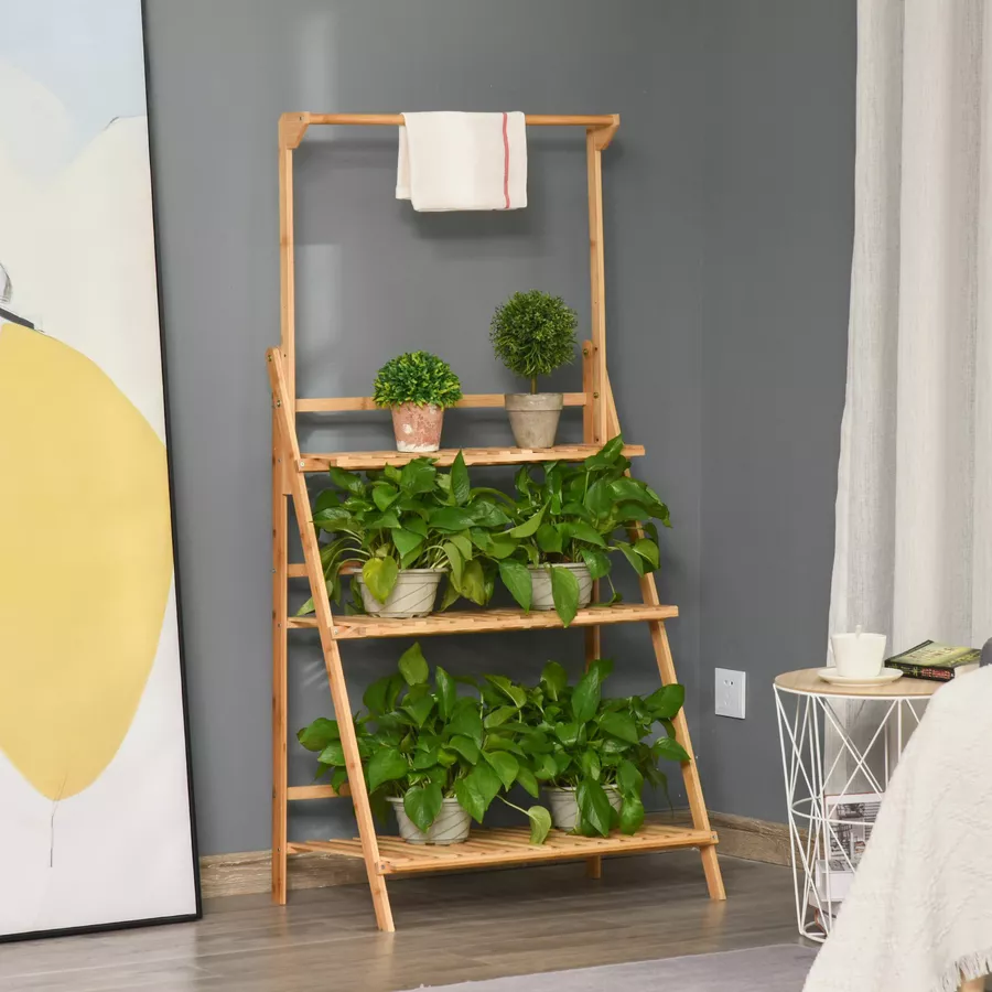 Outsunny Pflanzentreppe mit 3 Stufen natur