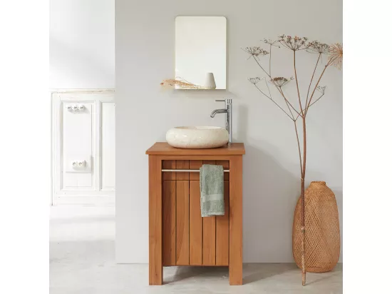 Meuble de salle de bain en teck massif 60 cm
