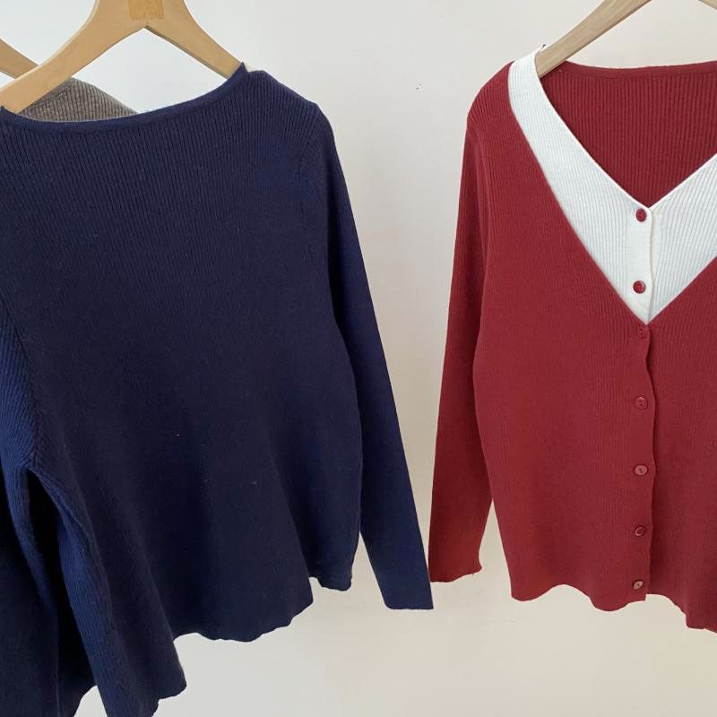 Rred - Mock tweedelig V-hals tweekleurig vest