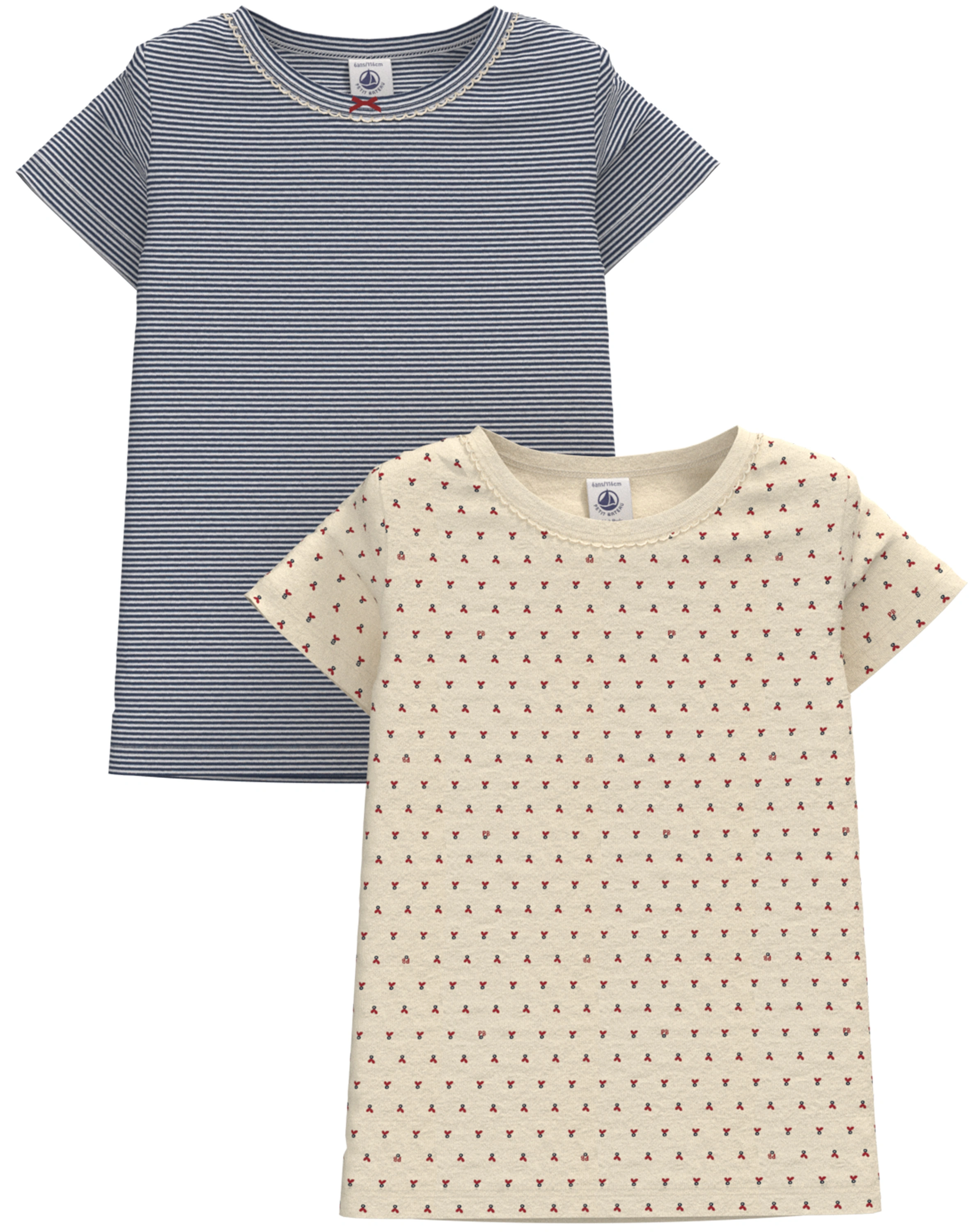 T-Shirt TINY 2er-Set in creme/blau
