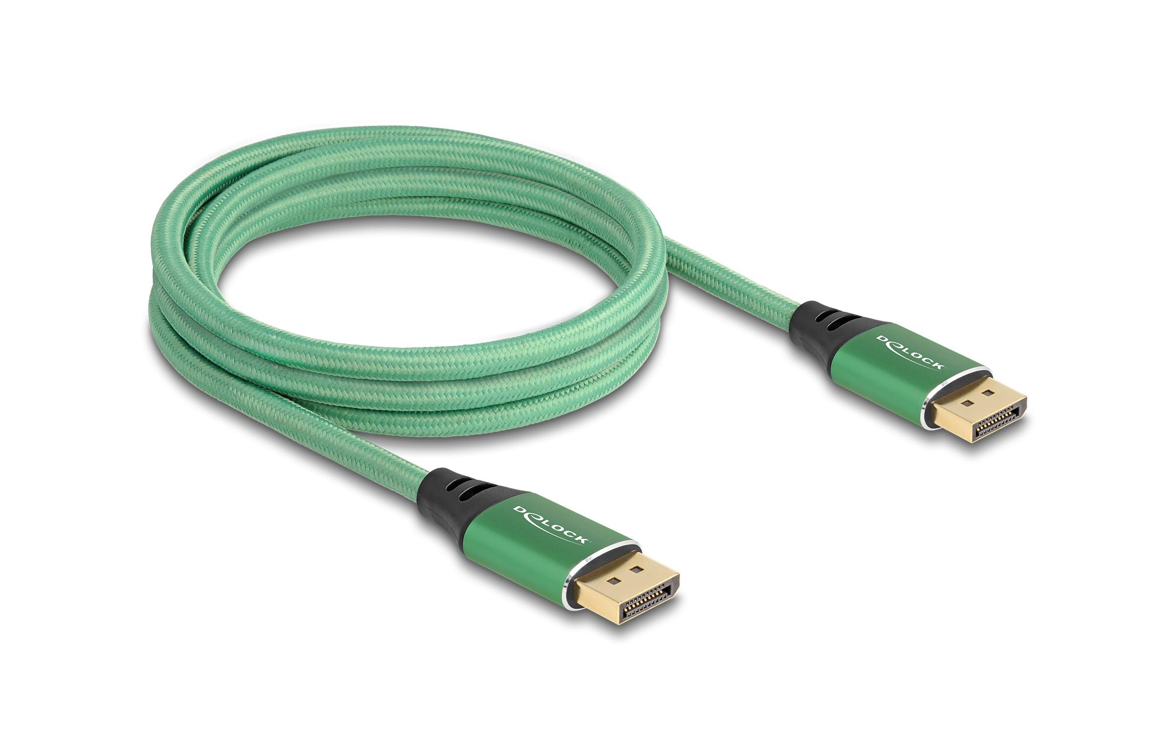 Kabel 16K 60 Hz DisplayPort - DisplayPort, 2 m, GrünDelock DisplayPort Kabel 16K 60 Hz 2 m grün Metall