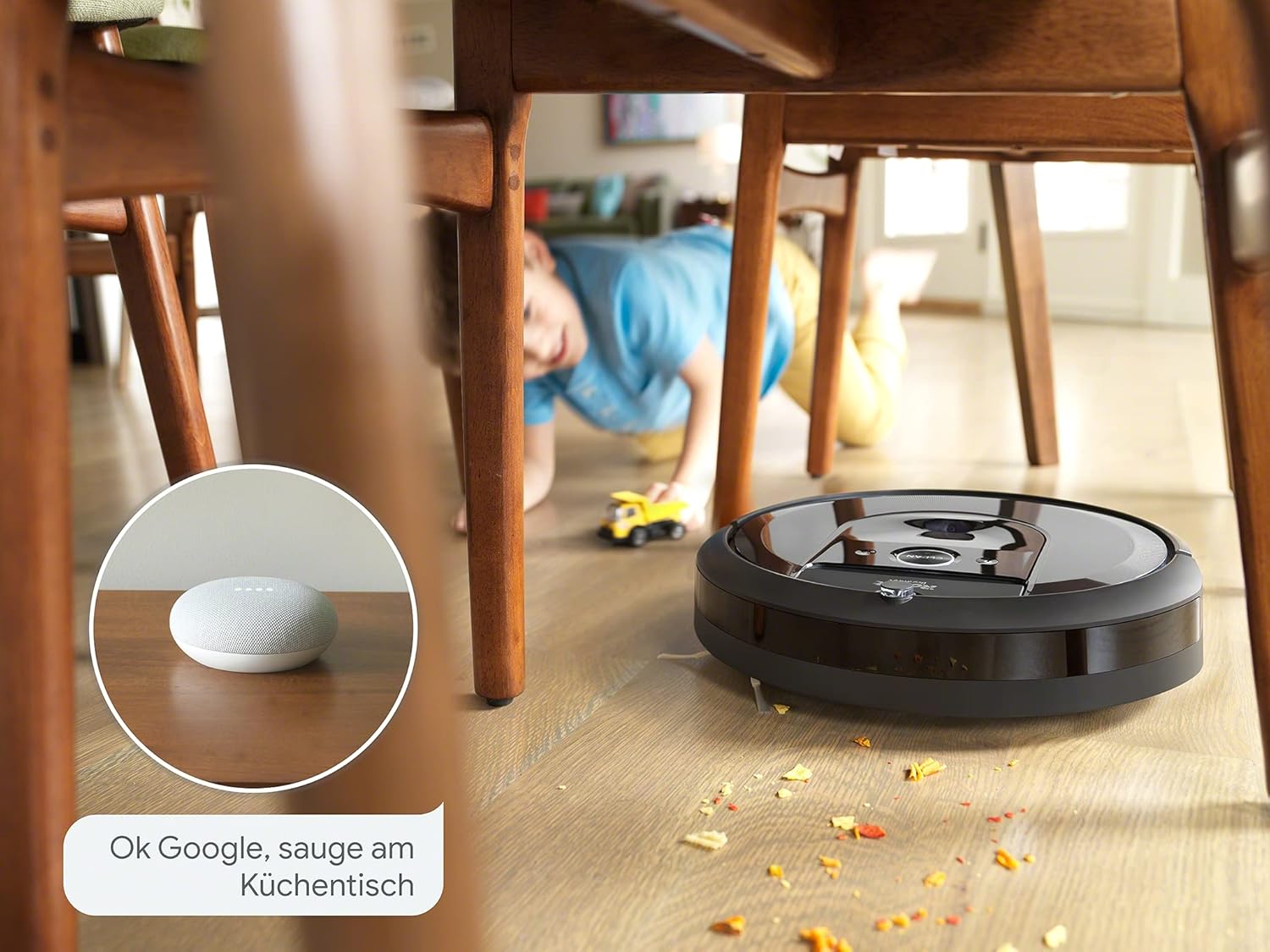 iRobot Roomba i7+ (i7556) Saugroboter, automatische Absaugstation, intelligente Raumerfassung, Zeitplanreinigung, 2 Multibodenbürsten, WLAN Staubsauger Roboter, App-Steuerung, Ideal für Tierhaare
