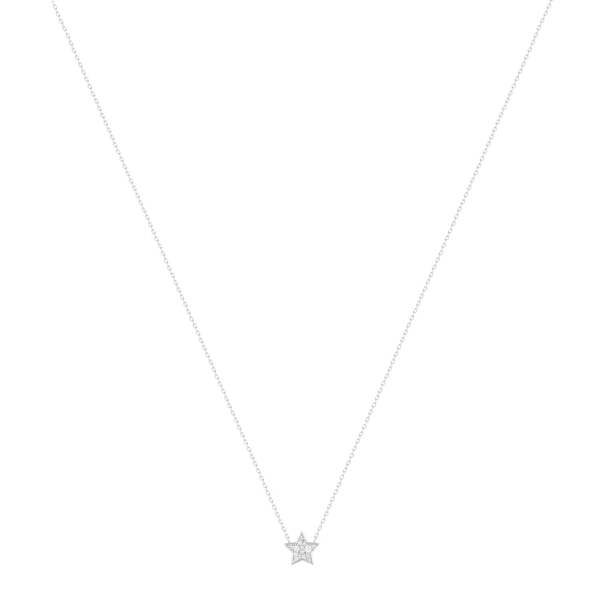 Collier argent 925, motif étoile zirconias 45 cm