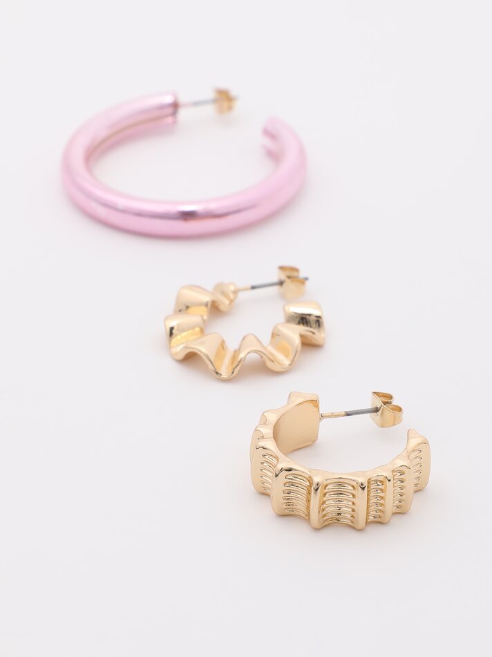Conjunto de 3 brincos de argola - Rosa