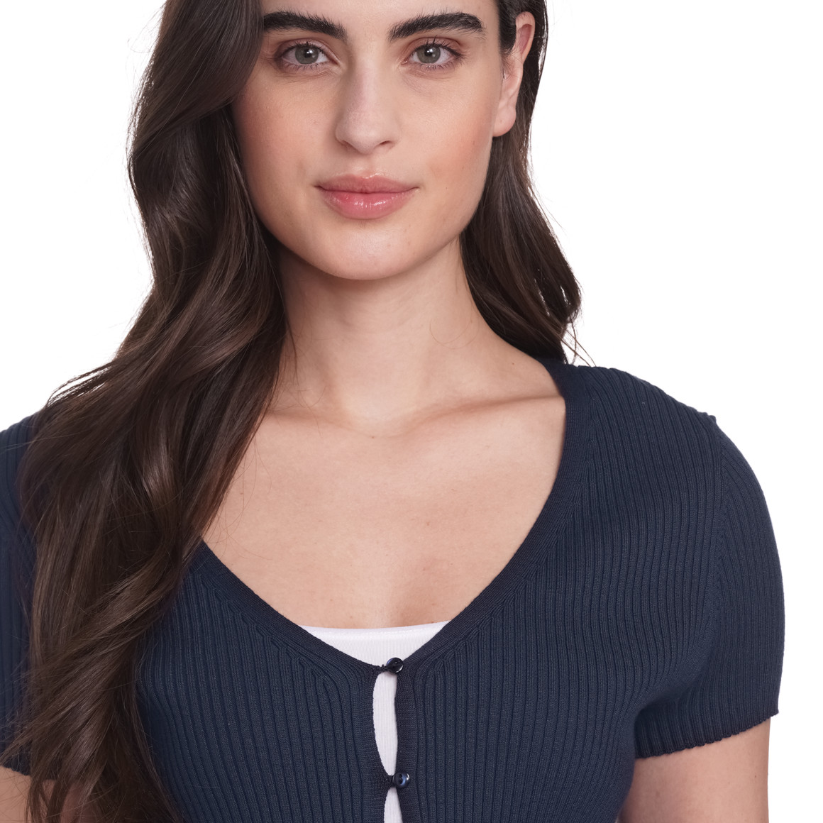Gina Damen Strickjacke aus Rippstrick dunkelblau