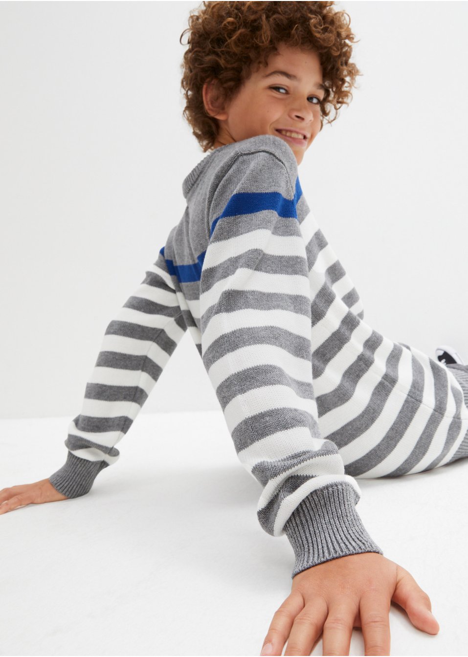 Pull en maille coton à rayures garçon