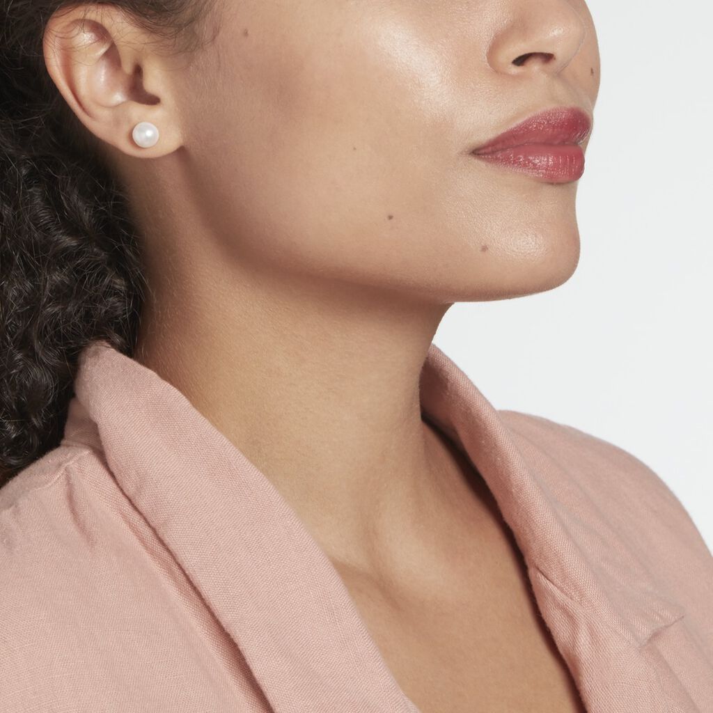 Boucles D'oreilles Puces Pascaloun Argent Perle De Culture
