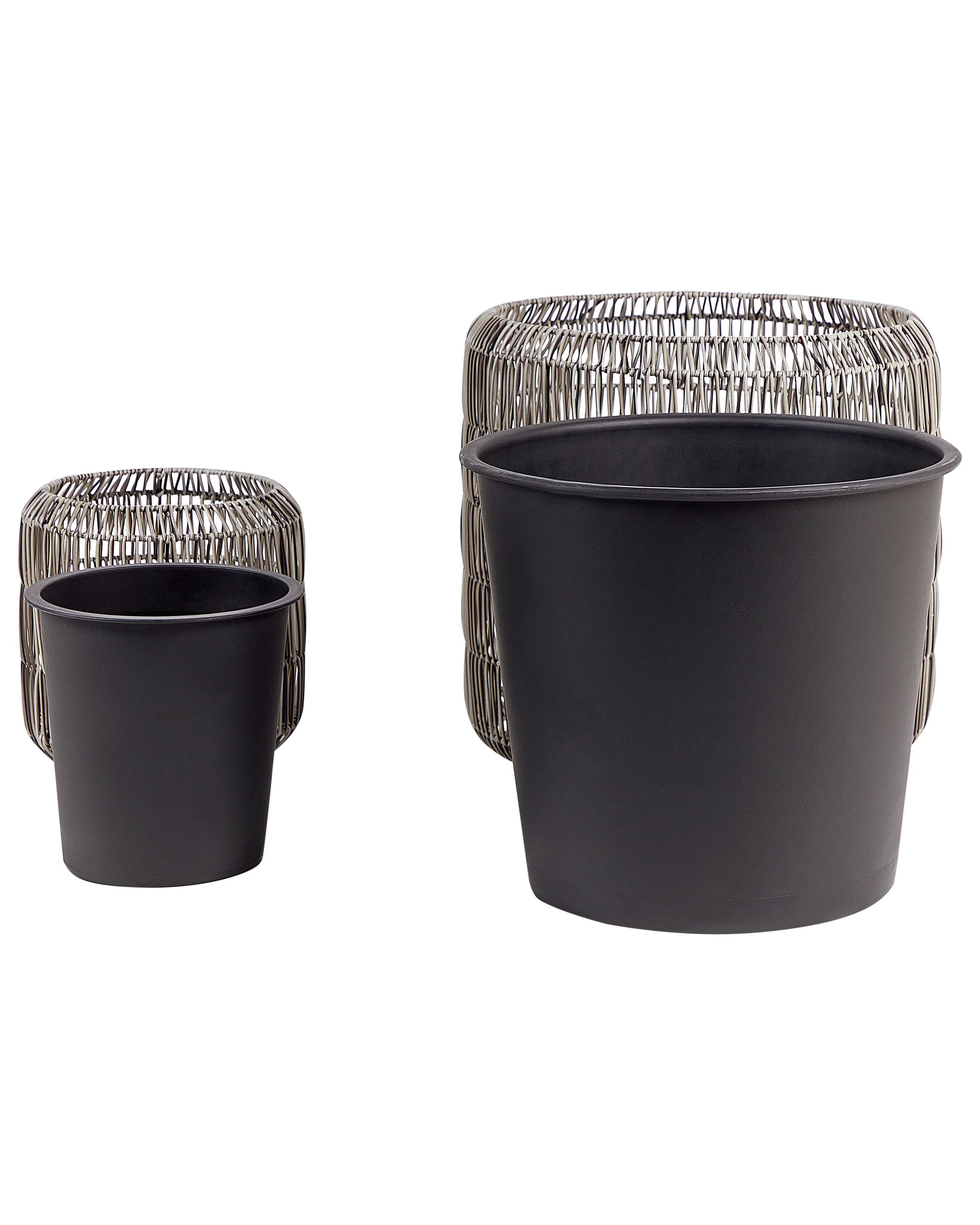 Set van 2 bloempotten BRODIEA PE rotan 26/45 cm Lichtbruin
