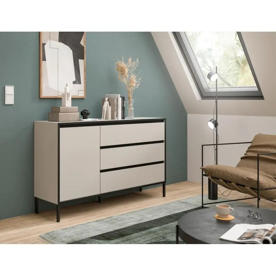 Hioshop Tron dressoir 1 deur- 3 lades kasjmier decor
