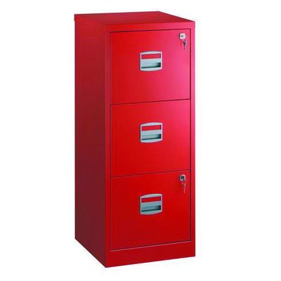 Classeur métallique monobloc - 3 tiroirs - H102 x L41 x P40 cm - rouge
