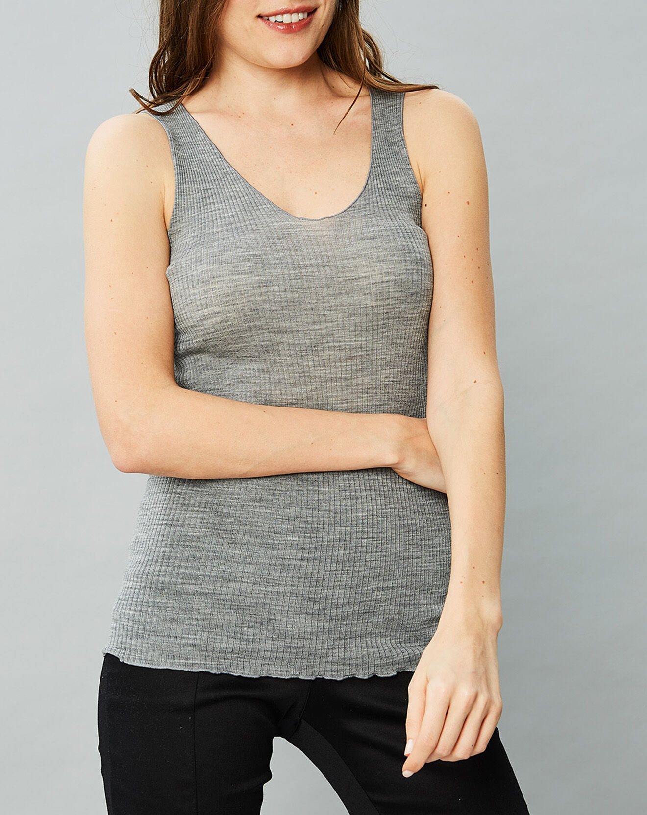 Mare Débardeur Célia en Laine & Soie gris