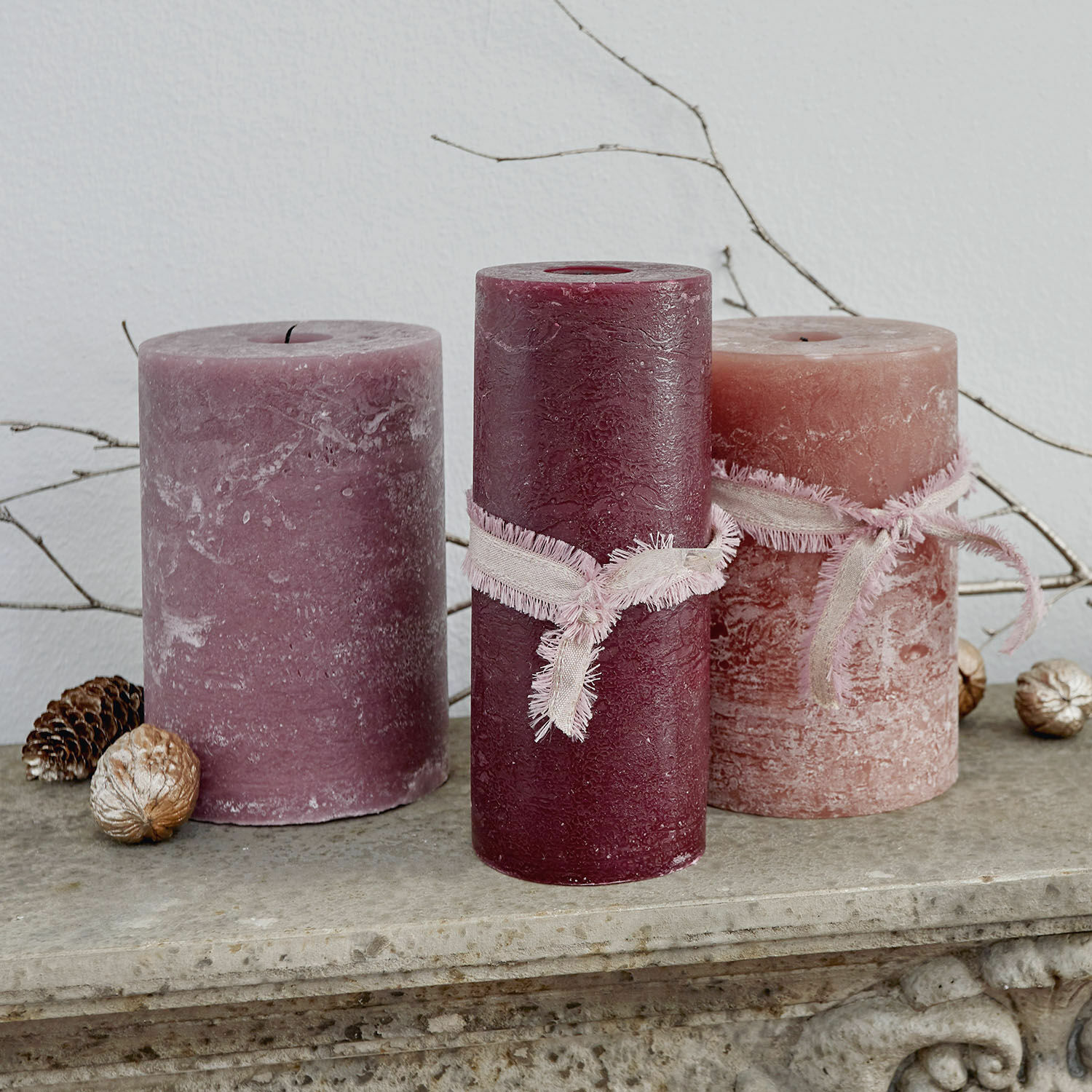 Kerze 3er Set Salis rosa