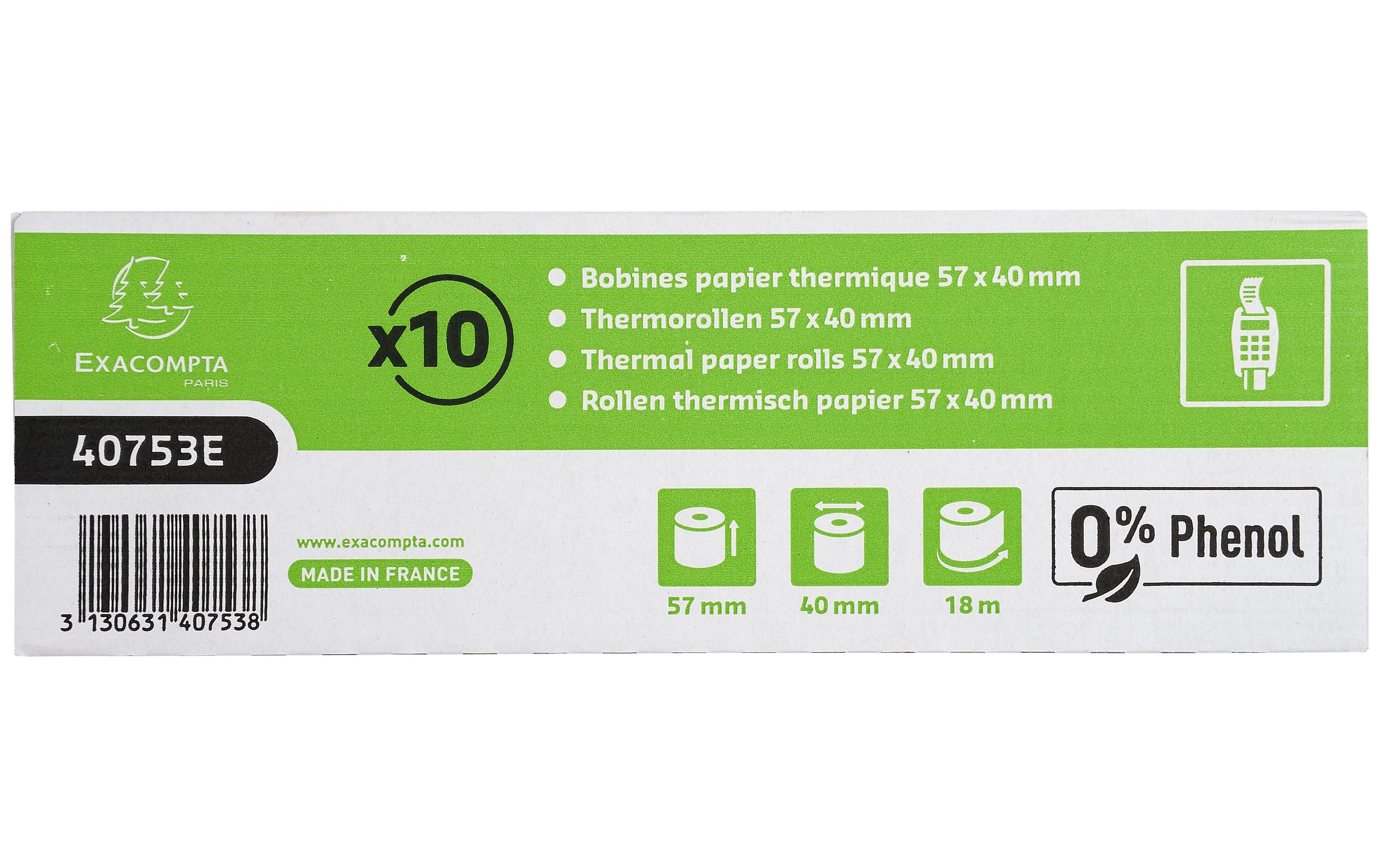 Thermo-Papierrolle 57 x 40 x 12 mm, 18 m, 10 StückAdditionsrollen