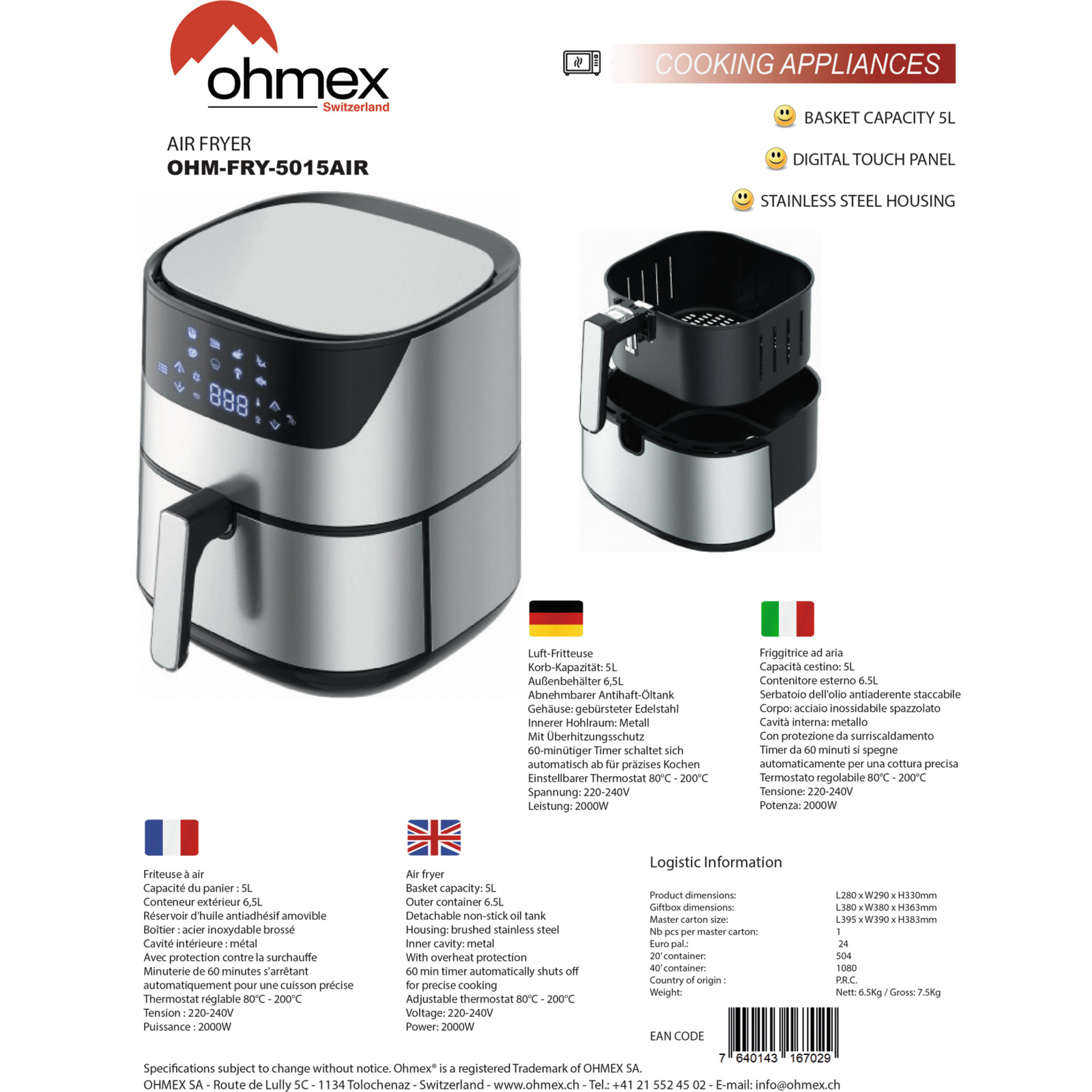 Ohmex Heissluftfritteuse 2000W