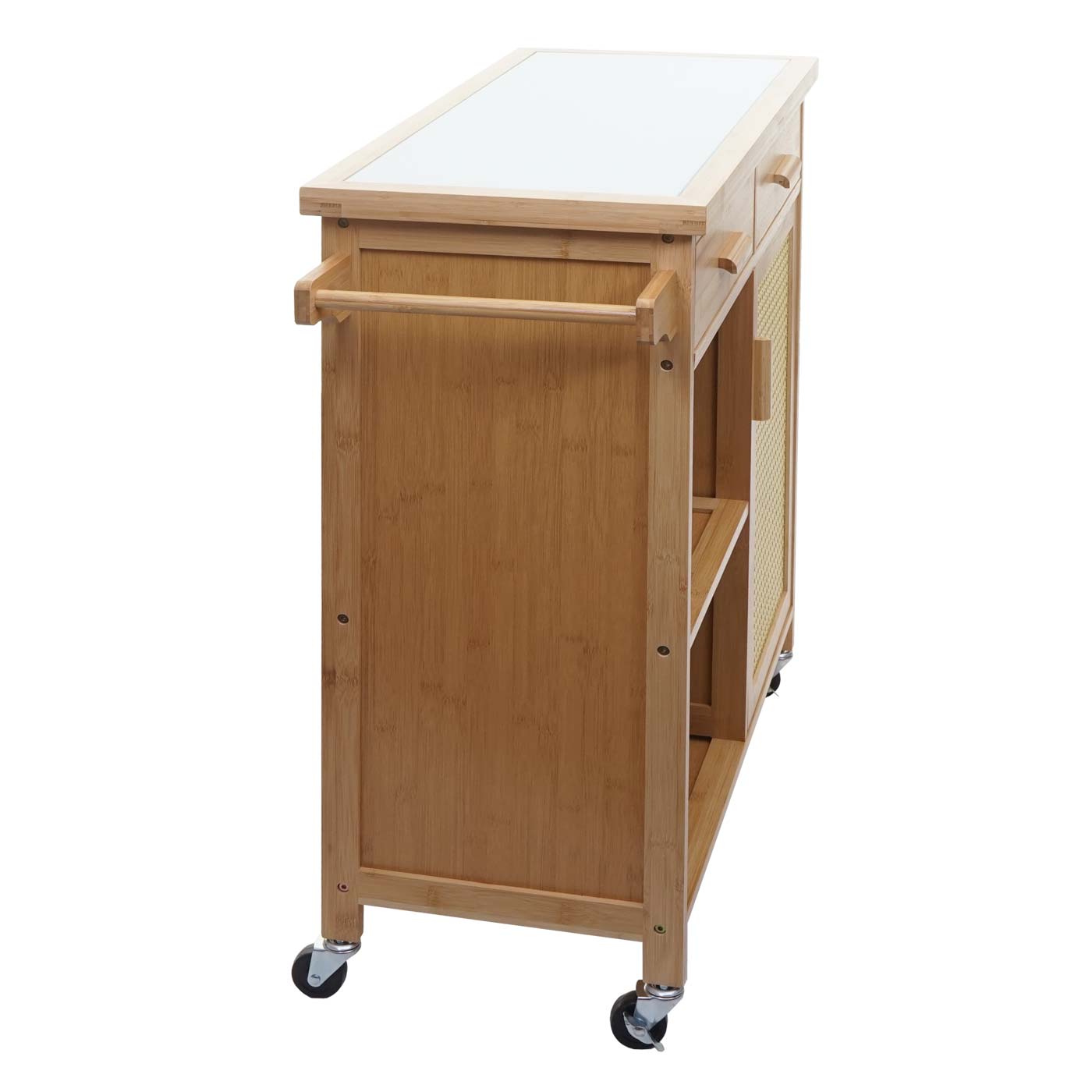 Servierwagen MCW-K11, Küchenwagen Barwagen Rollwagen, Griff Schublade Arbeitsplatte 85x84x36cm Bambus, braun