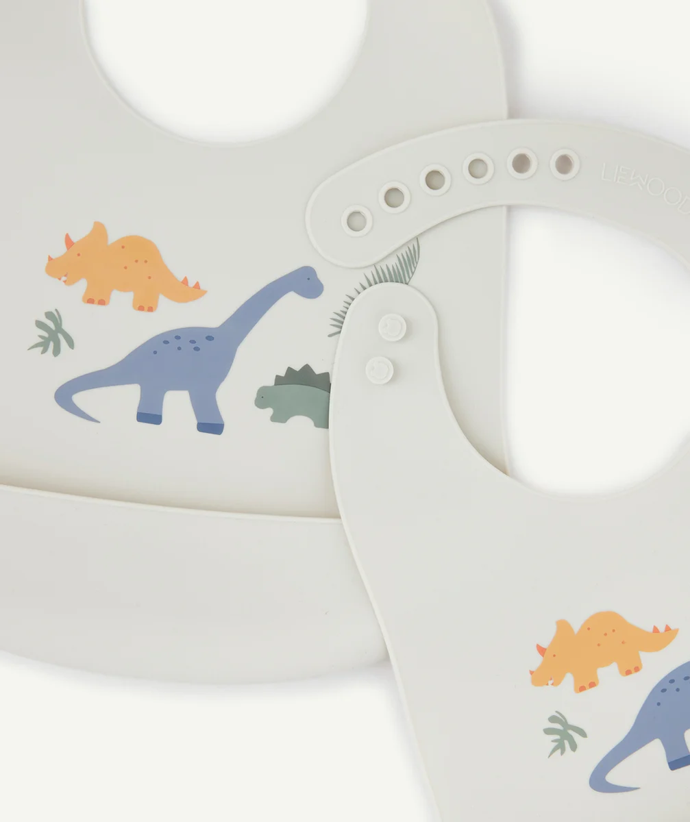 LIEWOODLOT DE 2 BAVOIRS EN SILICONE TILDA DINO MIX