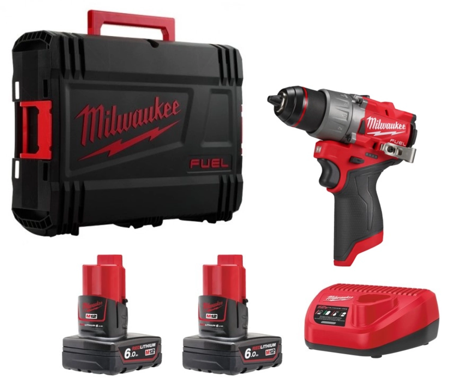 Milwaukee M12 FDD2-602X 12V Li-ion accu subcompacte boormachine set (2x 6.0Ah accu) in HD Box