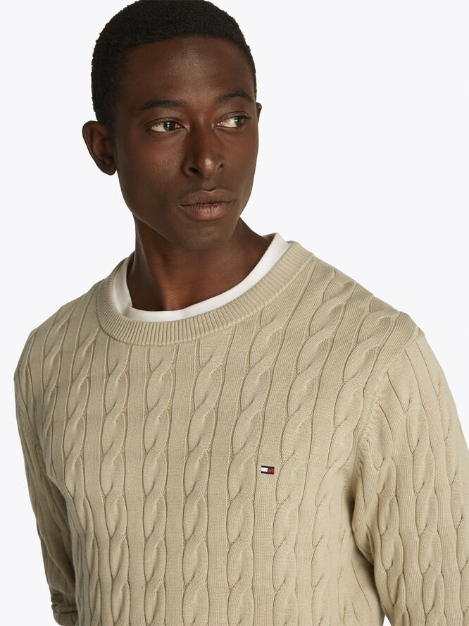 Tommy Hilfiger CLASSIC COTTON CABLE CREW NECK Sandalwood