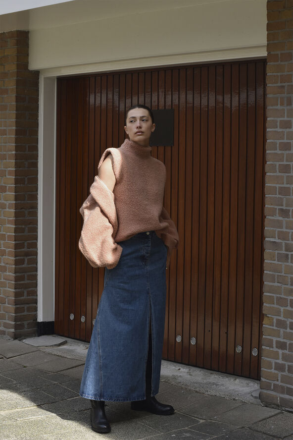 Rabens Saloner Sheep knit bomber jacket - Sig Peachy