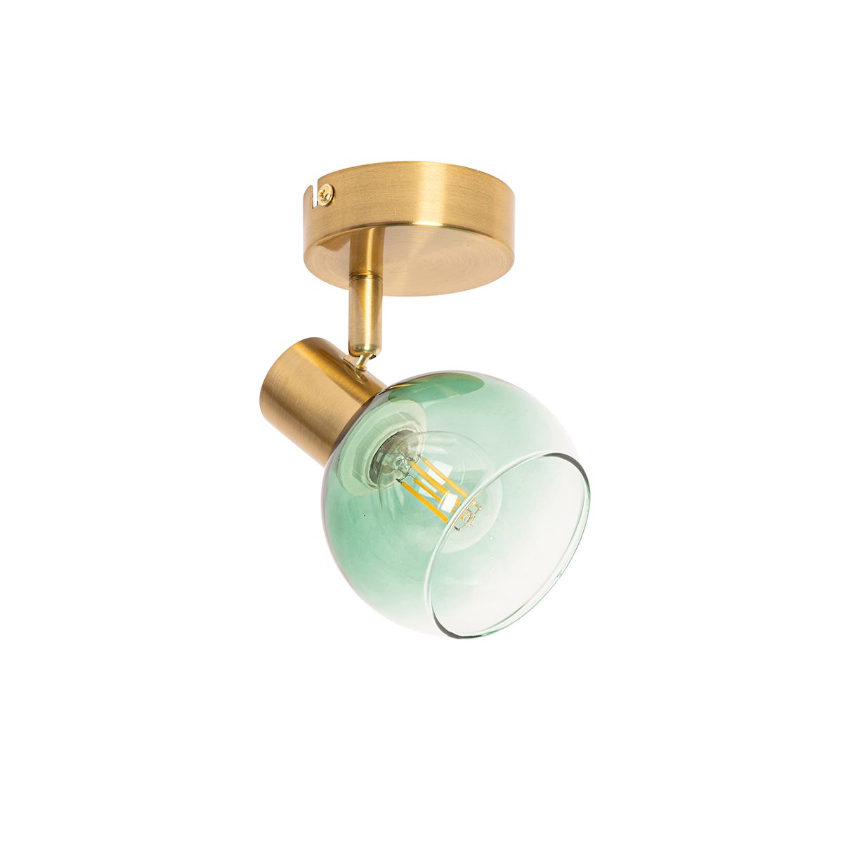 Art Deco spot goud met groen glas - Vidro