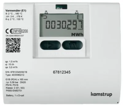 Kamstrup MULTICAL 403 0,6m3/h - varmemåler 110mm x G3/4 ''B (R1/2'') eller fremløb.