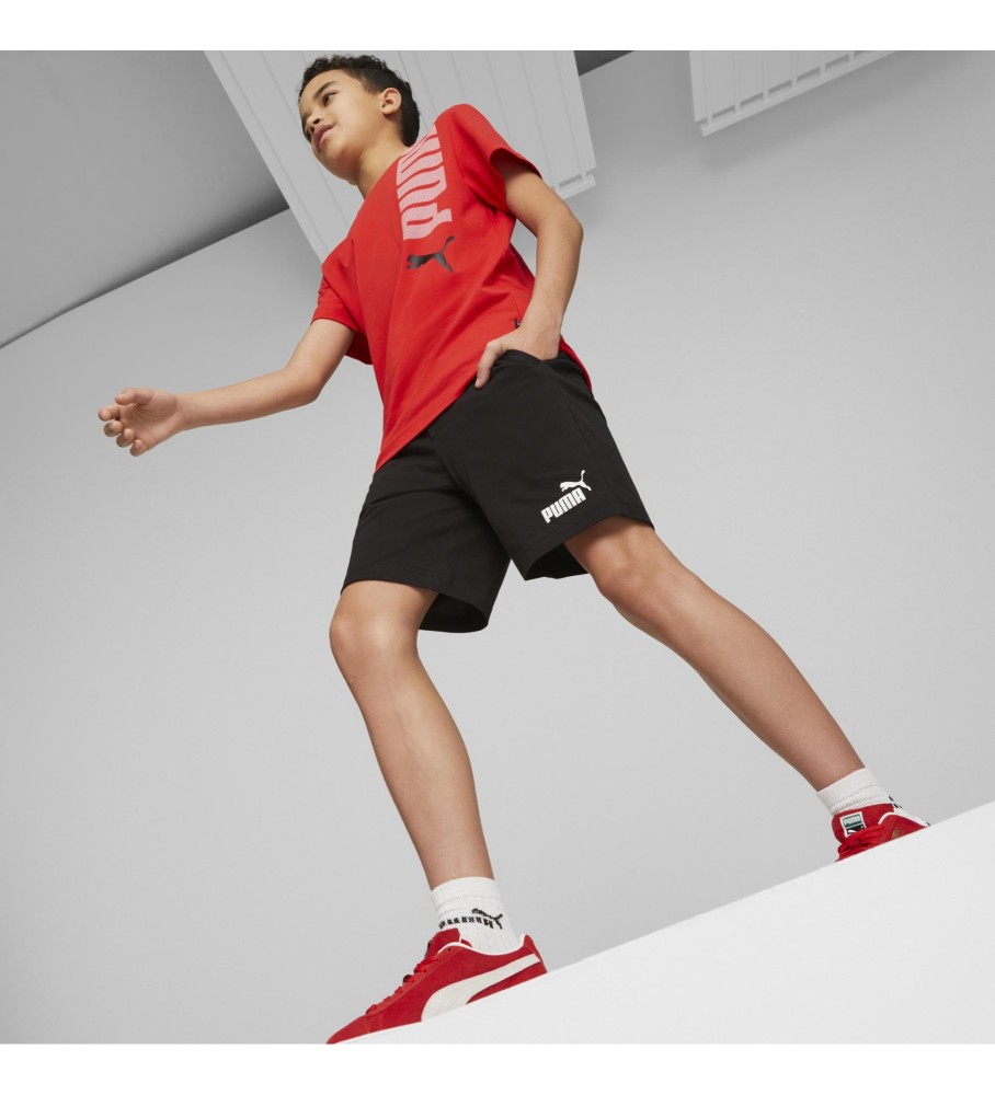 Conjunto de camisa e shorts Puma Logolab, vermelho e preto.
