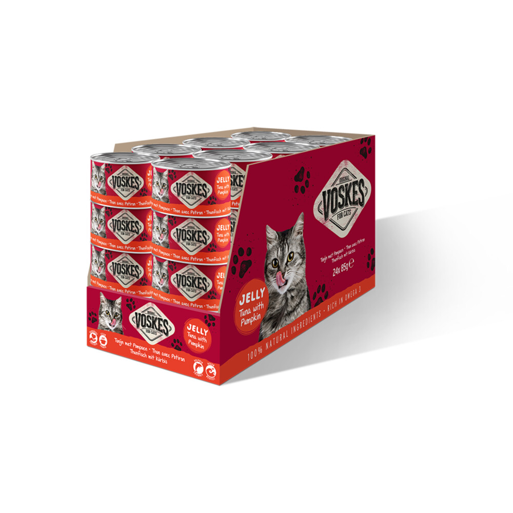 24x Voskes Kattenvoer Nat Tonijn met Pompoen85 gr