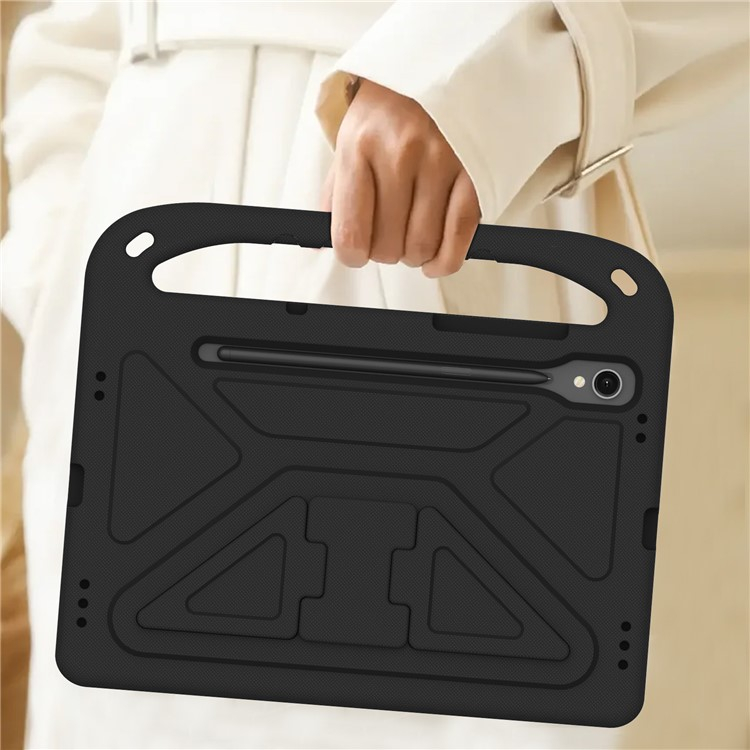 Samsung Galaxy Tab S10 Lite / S10 FE / Tab S9 FE Stossfeste Kinder Schaumstoff Schutz Hülle mit Griff und Standfunktion   S-Pen Halterung - Schwarz