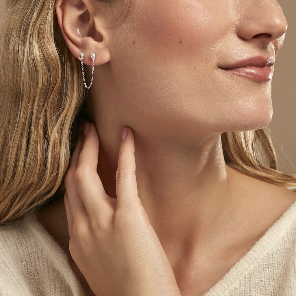 Bijoux D'oreilles Kirstie Argent Blanc Oxyde De Zirconium