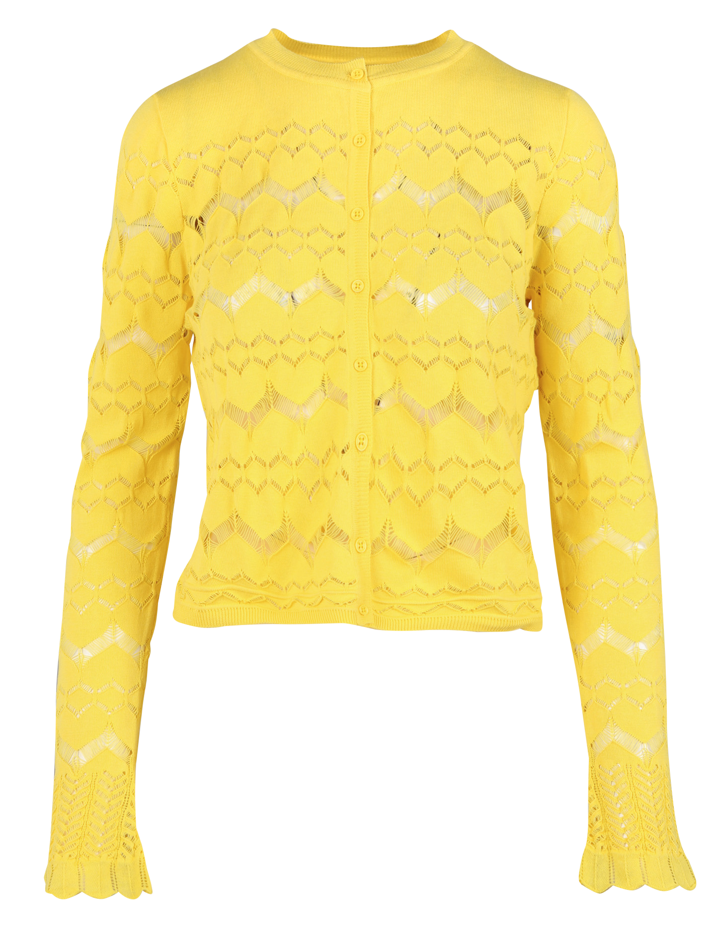 Gilet col rond en coton | Jaune