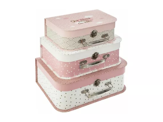 Valises Pack de 3 carton roses 29,5x22x10,5cm