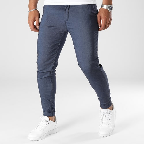 Lot De 2 Pantalons Chino Bleu Denim Gris Anthracite