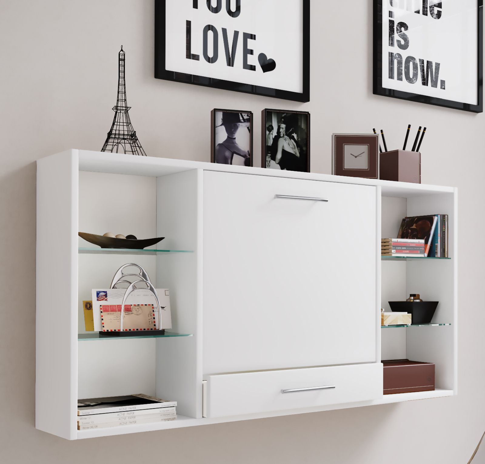 Wandschreibtisch TEALA - weiß - 115 cm