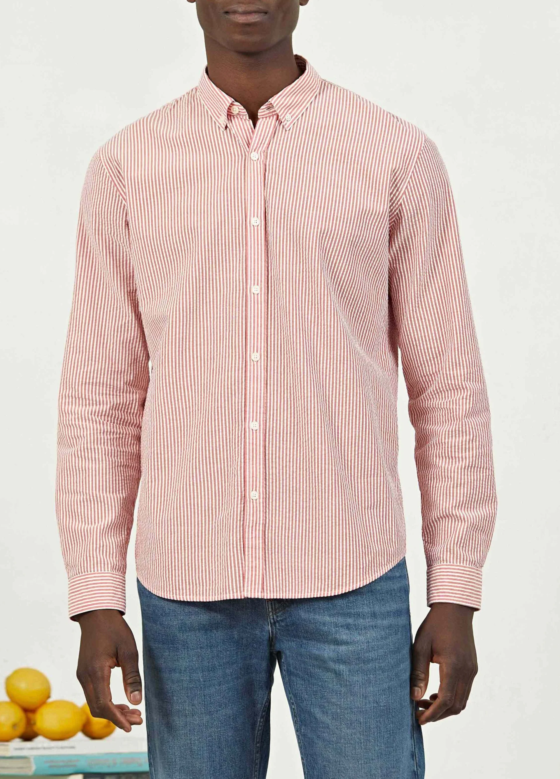 Chemise College Seersucker Colorado Rayée