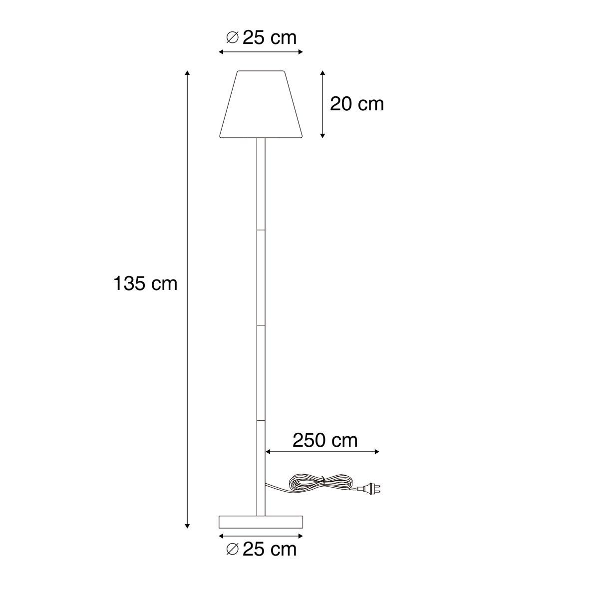 Buiten vloerlamp beige met witte kap IP65 - Virginia
