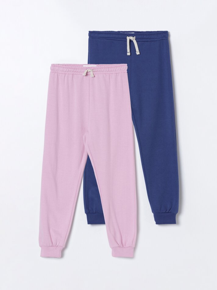 Conjunto com 2 calças de moletom básicas - rosa e lilás