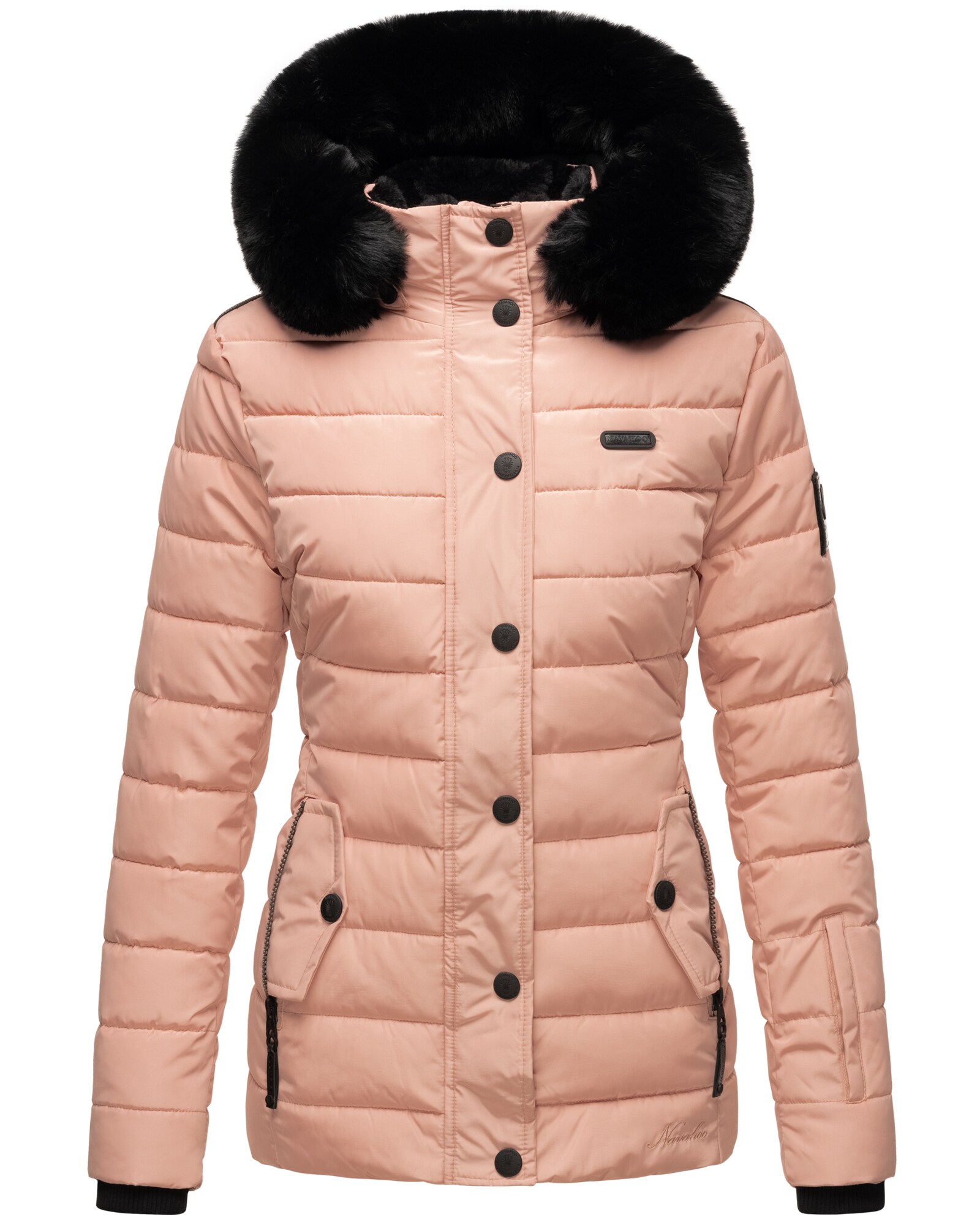 NAVAHOO Damen Warme Steppjacke Winterjacke mit weicher Kunstfell-Kapuze Milianaa