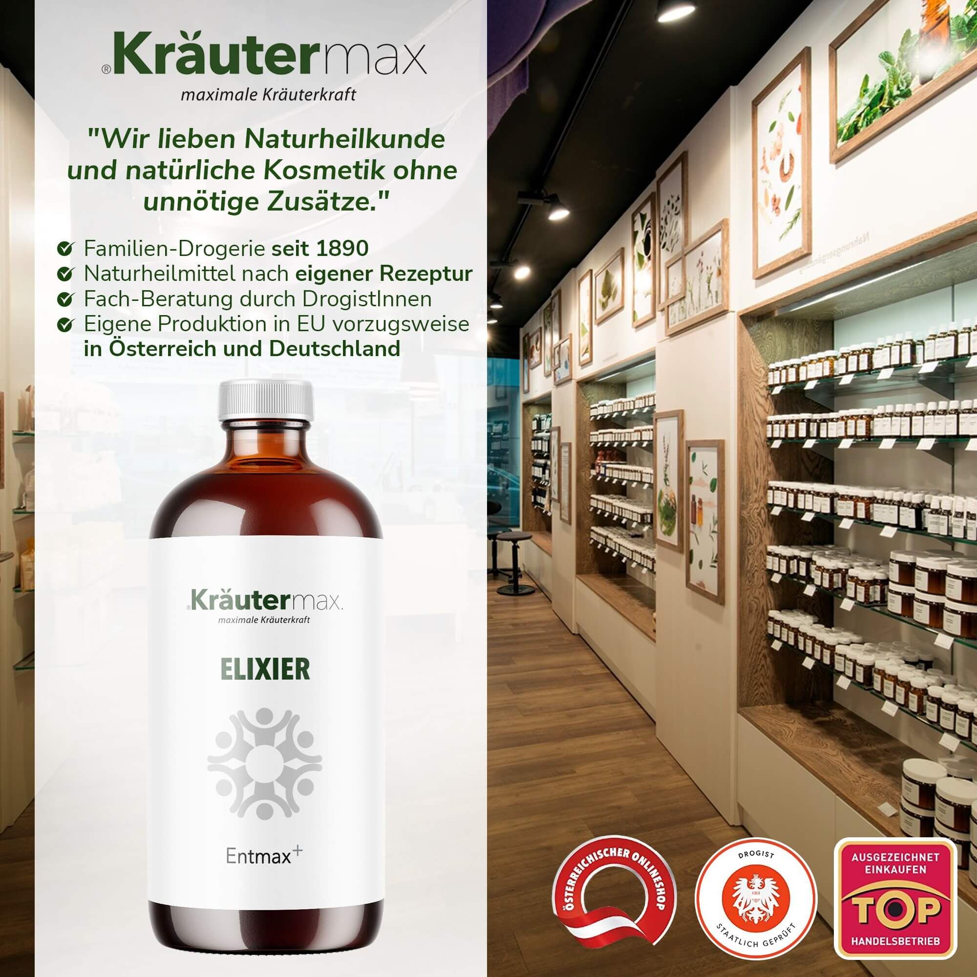 Kräutermax Kräuterelixier Entmax plus mit Wermutwein und Kräuterauszügen