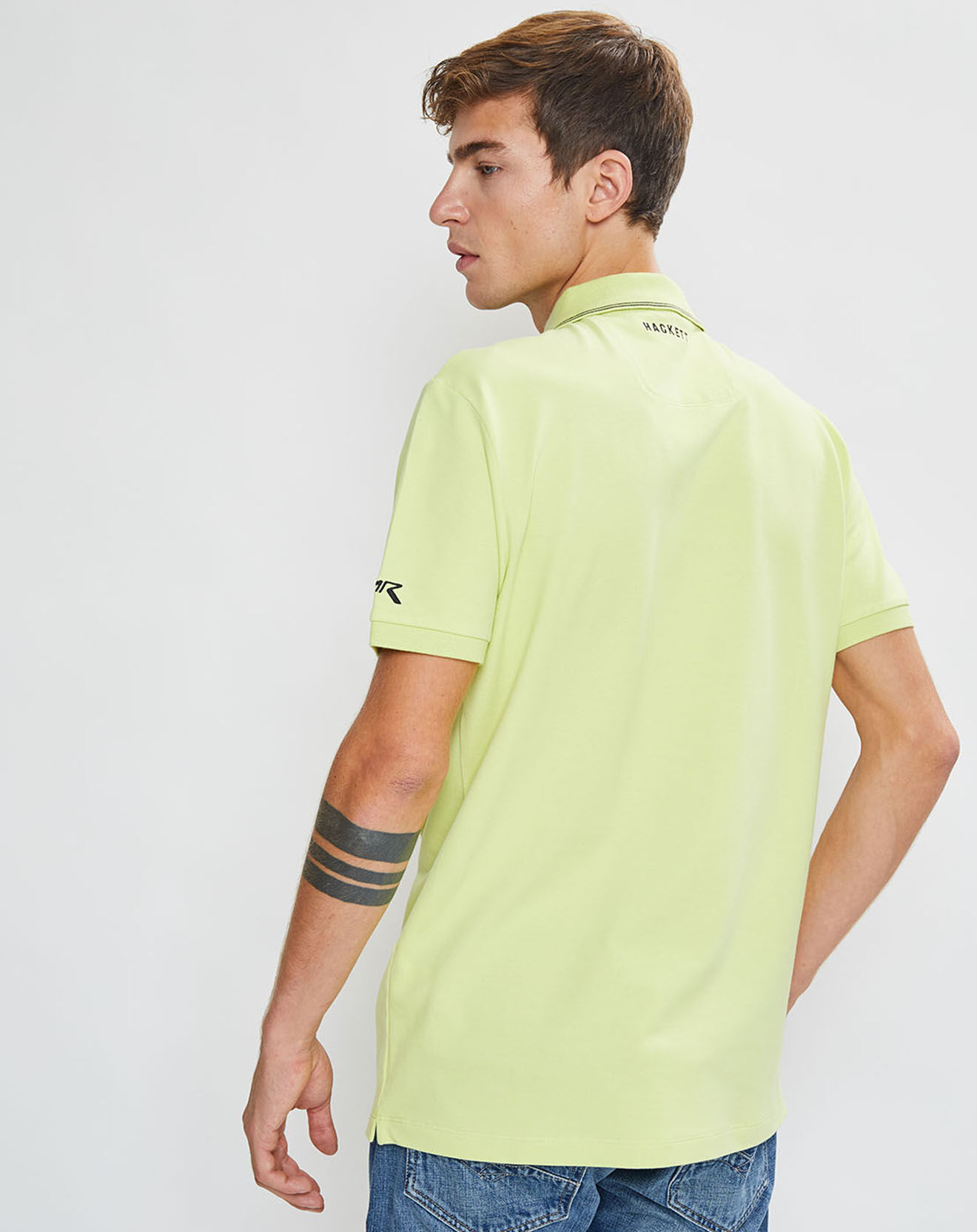 Hackett London Polo col zippé Aston Martin Racing jaune