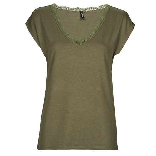 Only - ONLMOSTER S/S LACE V-NECK TOP CS JRS - Kaki