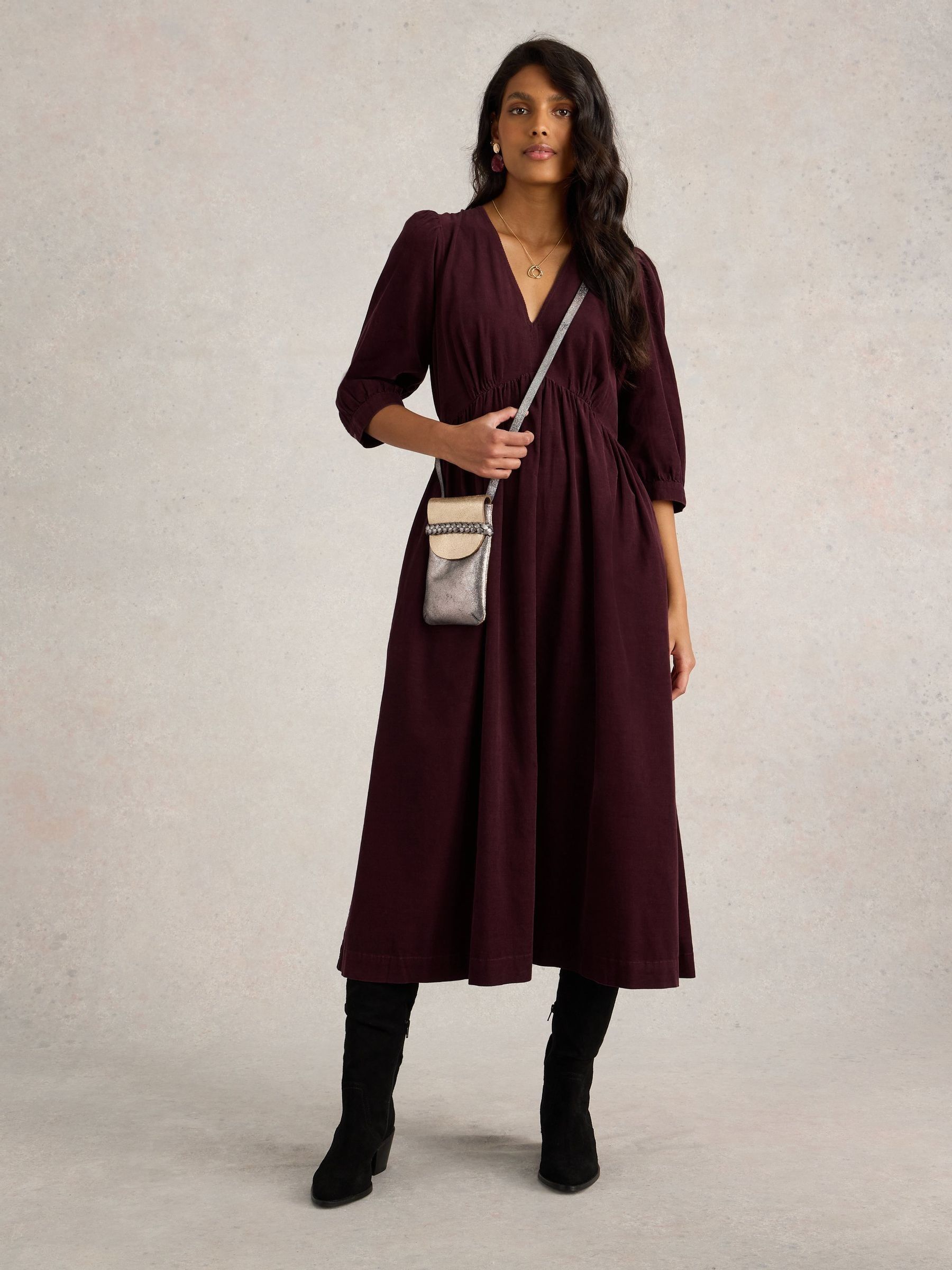 Marron - White Stuff Lucy corduroy jurk