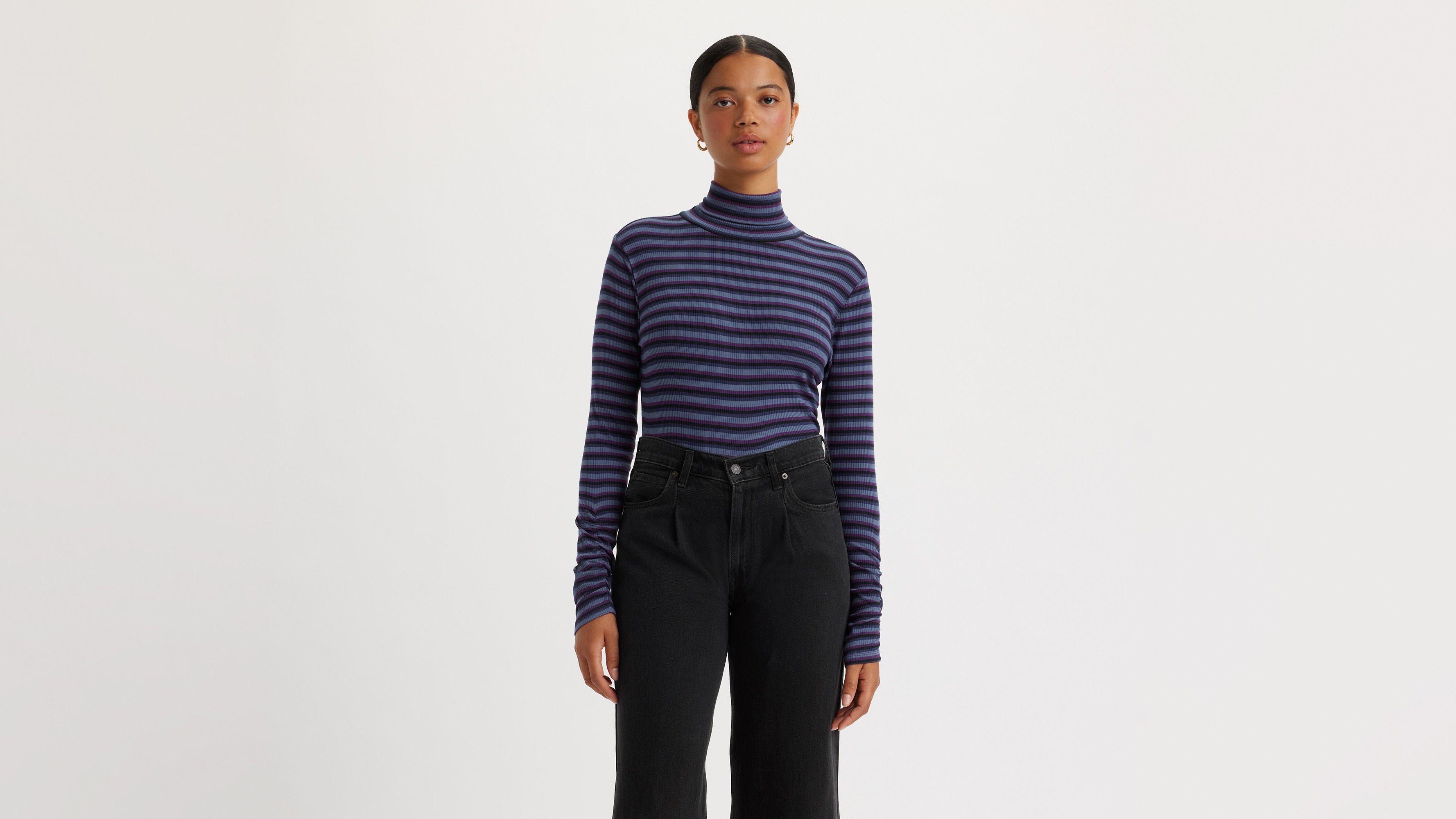Col roulé maille froncée - Easy Stripe Blackbey Cordial - Bleu