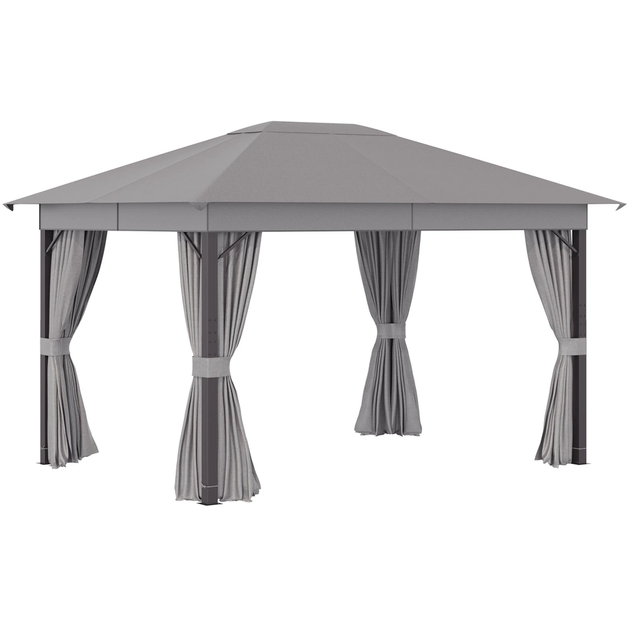 Outsunny Pavillon mit Seitenwänden grau