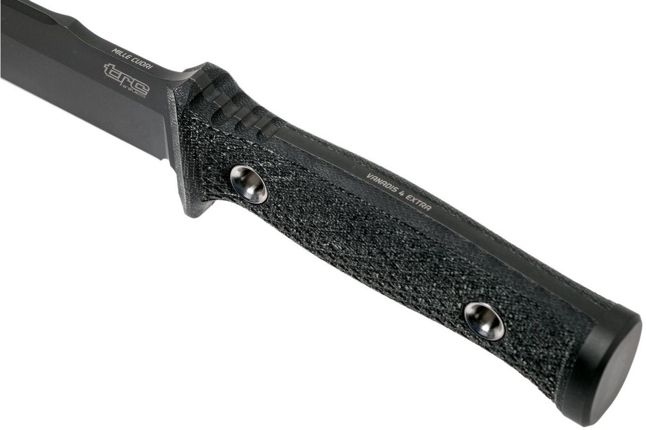 TRC Knives Mille Cuori, Vanadis 4 Extra, Black Canvas Micarta outdoormes
