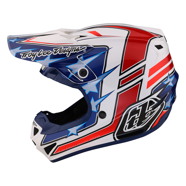 Troy Lee Designs - Casque SE4 Polyacrylite Flagstaff Blanc / Rouge / Bleu