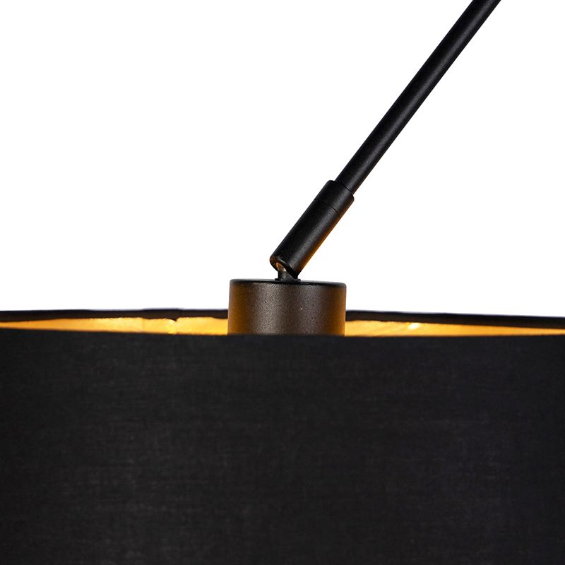 Hanglamp zwart met katoenen kappen zwart met goud 35 cm 2-lichts - Blitz