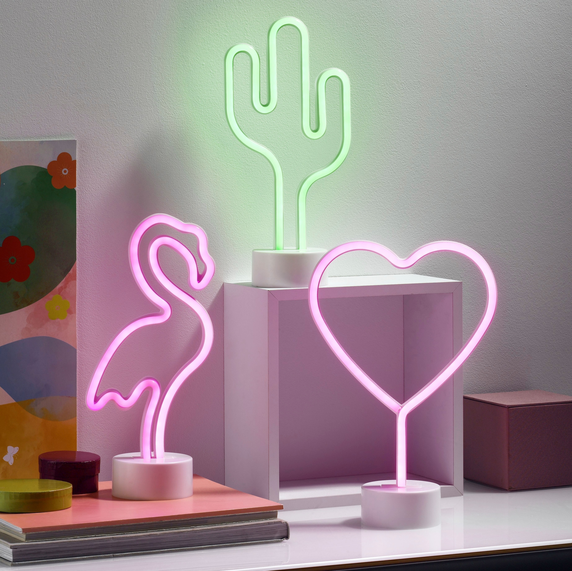 casaNOVA Akku LED Dekoleuchte FLAMINGO weiß /pink