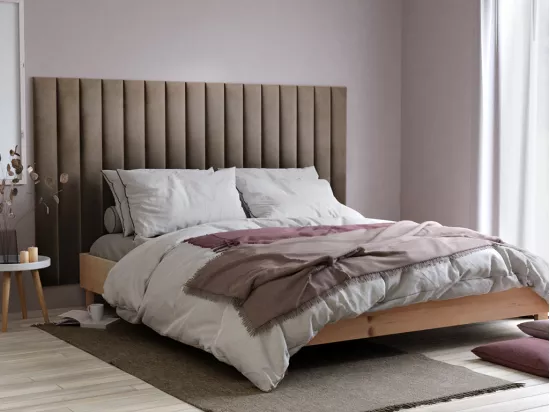 Panneaux muraux tête de lit - 220 cm - Velours - Beige - GONDA de Pascal Morabito