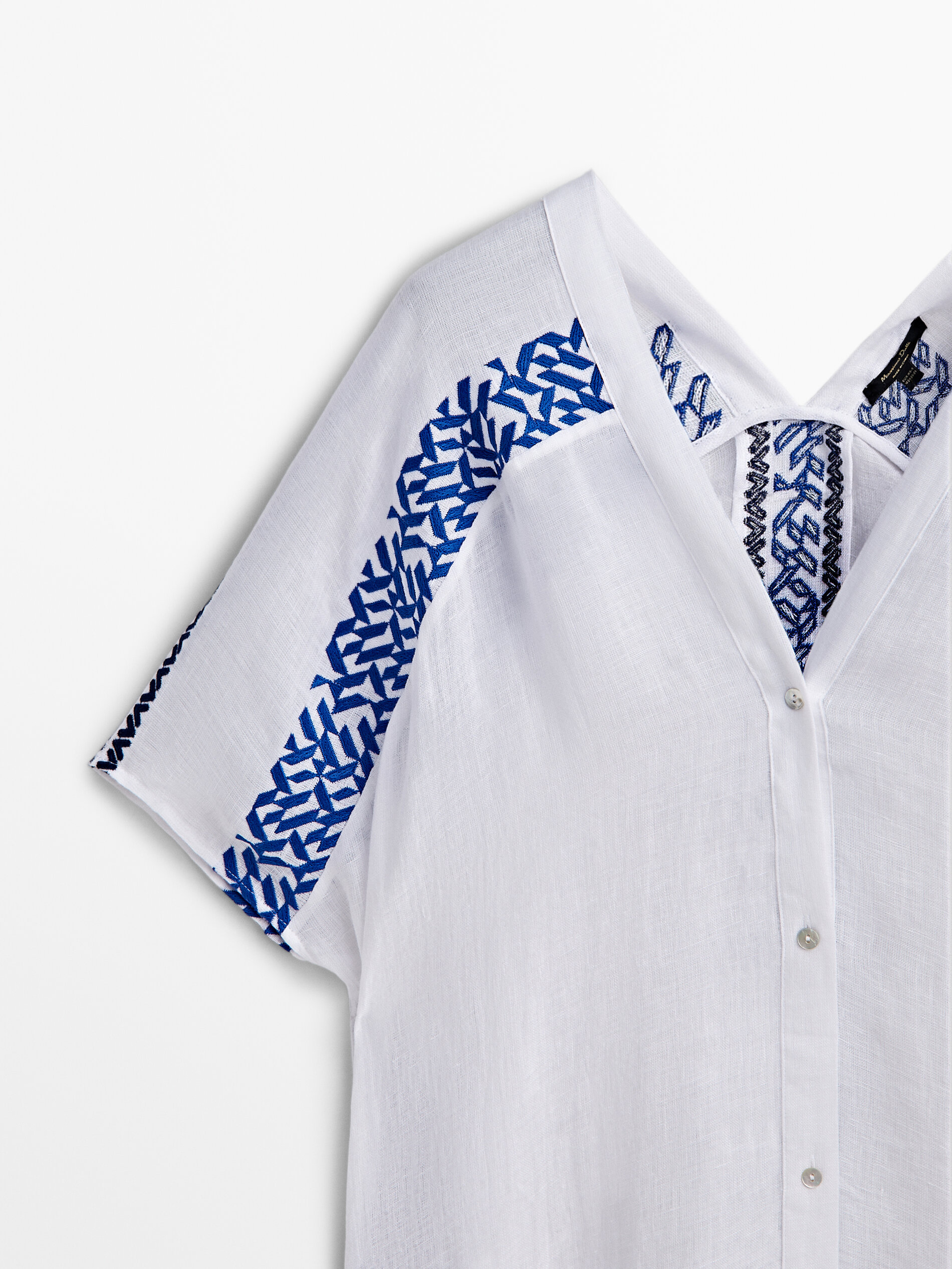 Blusa Maxi de Linho Bordada - BRANCA