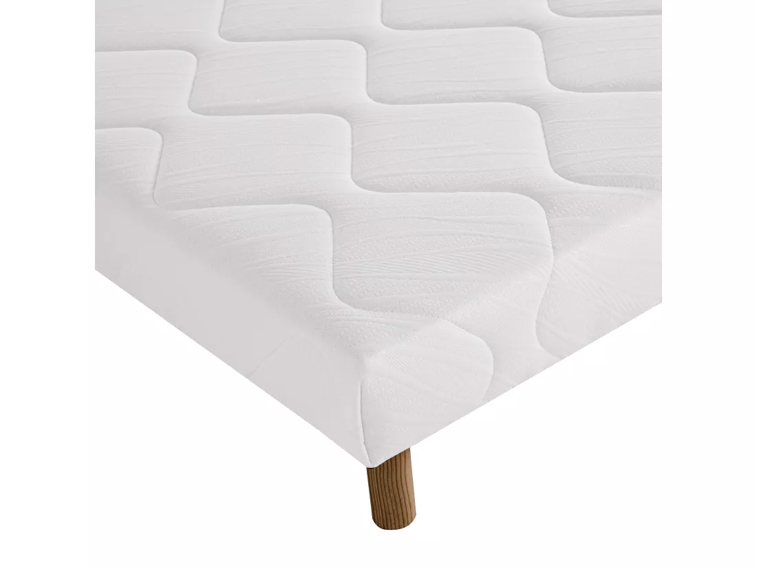 Sommier tapissier 90x190, blanc, Gamme Prestige Hôtel, bois massif + pieds offerts